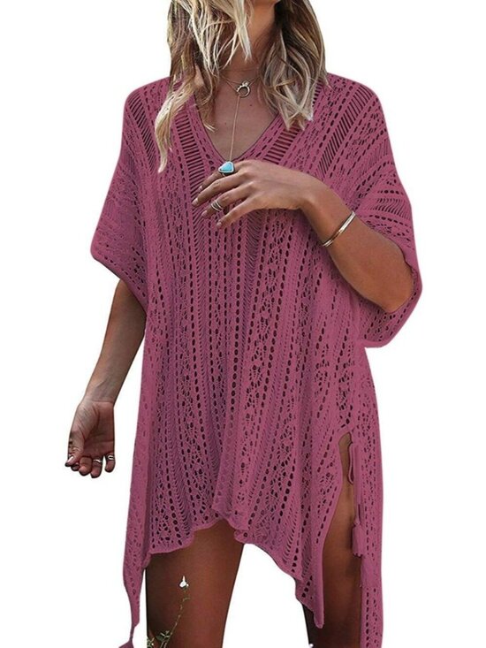 Other - Women's Mauve Polyester Crochet Cover up Swimsuit Breathable Beach Swimwear